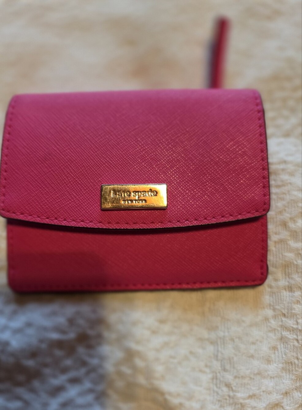 NWOT kate spade Hot Pink Mini  Wallet with Gold Plaque